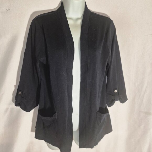 CROFT & BARROW cardigan sweater, open front, Black in size Medium - Picture 4 of 12